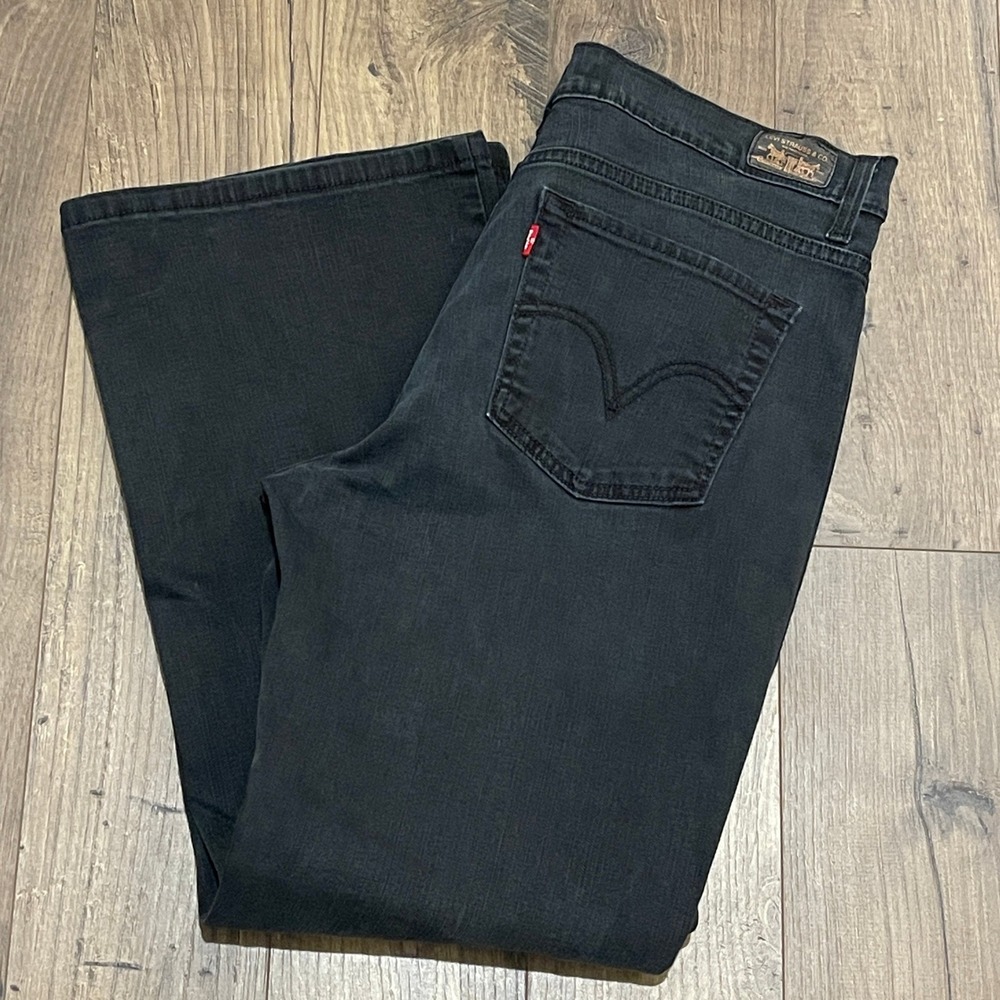 Levis Womens 512 Perfectly Slimming Boot Cut Jeans Black Wash 14W Medium 28"